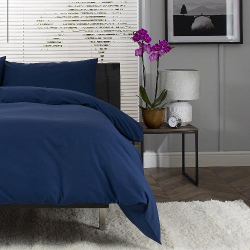 100% Cotton Plain Navy Extra long single cover