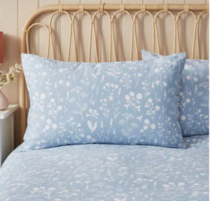 Supersoft Microfibre Blue & White Floral  Reversible - Extra Large Single Duvet Cover Set