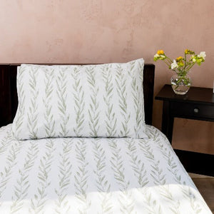 Extra long single duvet cover green and white patterned 
