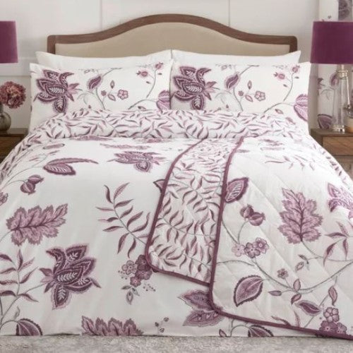 Polycotton Floral Breeze Plum - Extra Large Single Duvet Cover Set