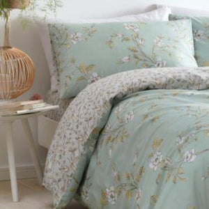 Polycotton Floral Green Reversible - Extra Large Single Duvet Cover Set