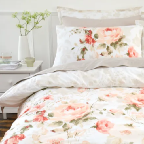 Rose floral single duvet cover I Long single bedding I Extra large single reversible duvet cover