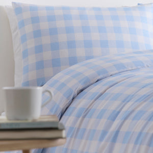 Polycotton Gingham Blue & White Extra Large Single Duvet Cover Set