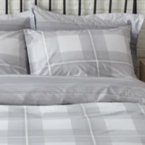 Polycotton Grey & White Stripes & Checks - Extra Large Single Duvet Cover Set