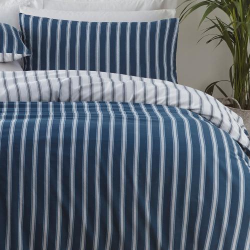 Polycotton Harvard Navy & White - Extra Large Single Duvet Cover Set