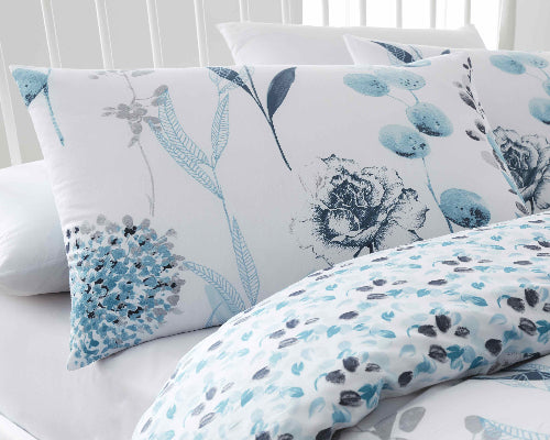 Cotton Rich Floral Teal  - Extra Large Single Duvet Cover Set