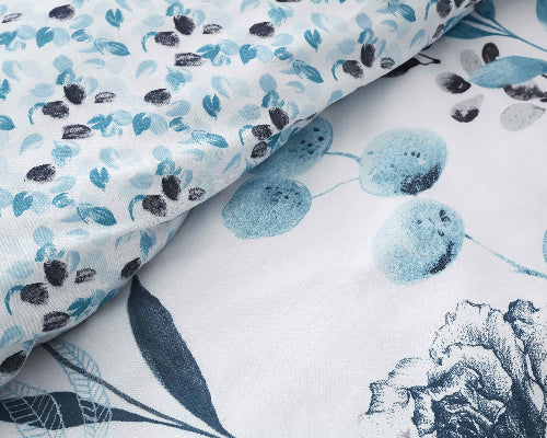 Cotton Rich Floral Teal  - Extra Large Single Duvet Cover Set