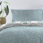 Extra Long single duvet cover I Reversible single duvet cover patterned I Green & Duck Egg large single duvet cover