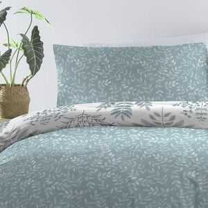 Extra Long single duvet cover I Reversible single duvet cover patterned I Green & Duck Egg large single duvet cover