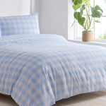 Large single Polycotton Duvet Cover set I Blue & White Gingham Big single duvet cover I Extra large single duvet cover
