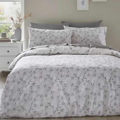 Long single bedding I Floral single duvet cover I Grey & White Large single duvet