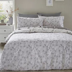 Long single bedding I Floral single duvet cover I Grey & White Large single duvet