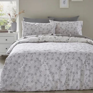 Long single bedding I Floral single duvet cover I Grey & White Large single duvet