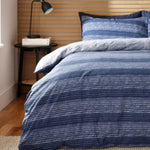 Blue striped long single bedding set 