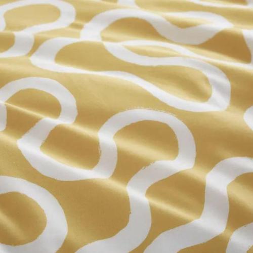 100% Cotton Scandi Swirl Reversible Ochre- Extra Large Duvet Cover Set