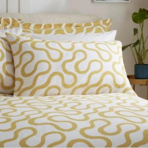 100% Cotton Scandi Swirl Reversible Ochre- Extra Large Duvet Cover Set