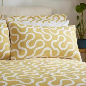 100% Cotton Scandi Swirl Reversible Ochre- Extra Large Duvet Cover Set