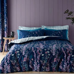 New 100% Cotton Navy Floral & Fern Reversible - Extra Large Single Duvet Cover Set