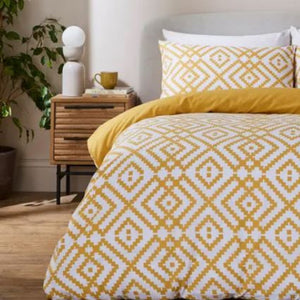 Super Soft Microfibre Yellow & White Scandi - Extra Large Single Duvet Cover Set