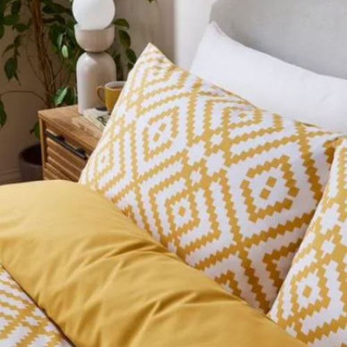 Super Soft Microfibre Yellow & White Scandi - Extra Large Single Duvet Cover Set