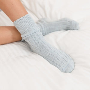 Ladies bed socks blue I Alpaca wool socks