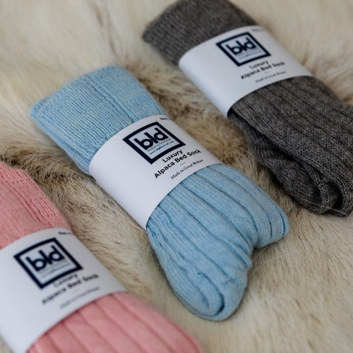 Ladies bed socks I Lounge socks in Alpaca wool soft blue