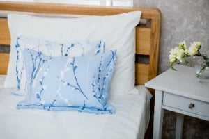 Boudoir Pillow with Blue & White Patterned Pillowcase